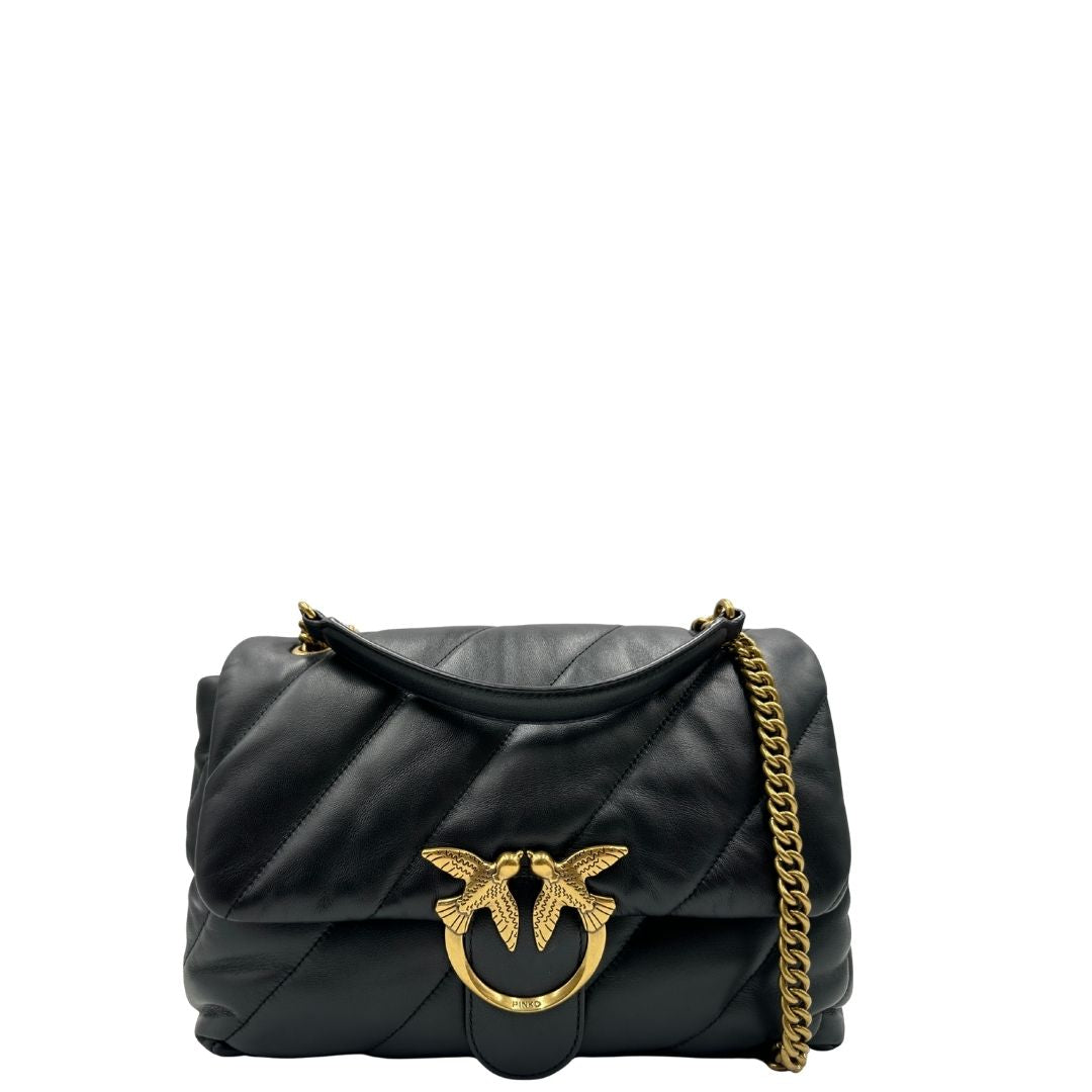 front Borsa Pinko in pelle nera trapuntata 