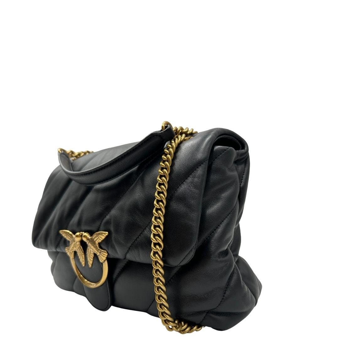 lato  Borsa Pinko in pelle nera trapuntata  