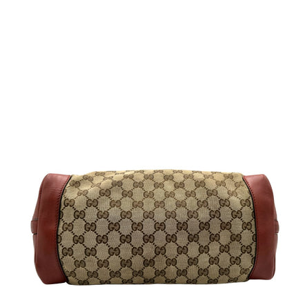 base Borsa Tote Gucci in tessuto GG con finiture in pelle color terracotta 