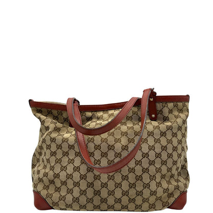 retro Borsa Tote Gucci in tessuto GG con finiture in pelle color terracotta 