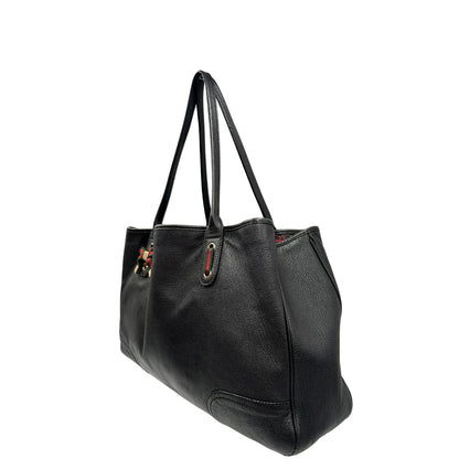 Borsa Gucci in pelle nera GG con dettagli Web verdi e rossi