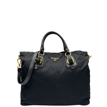 front Borsa Prada in nylon e pelle nera 