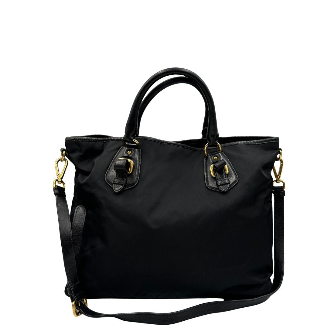retro Borsa Prada in nylon e pelle nera 