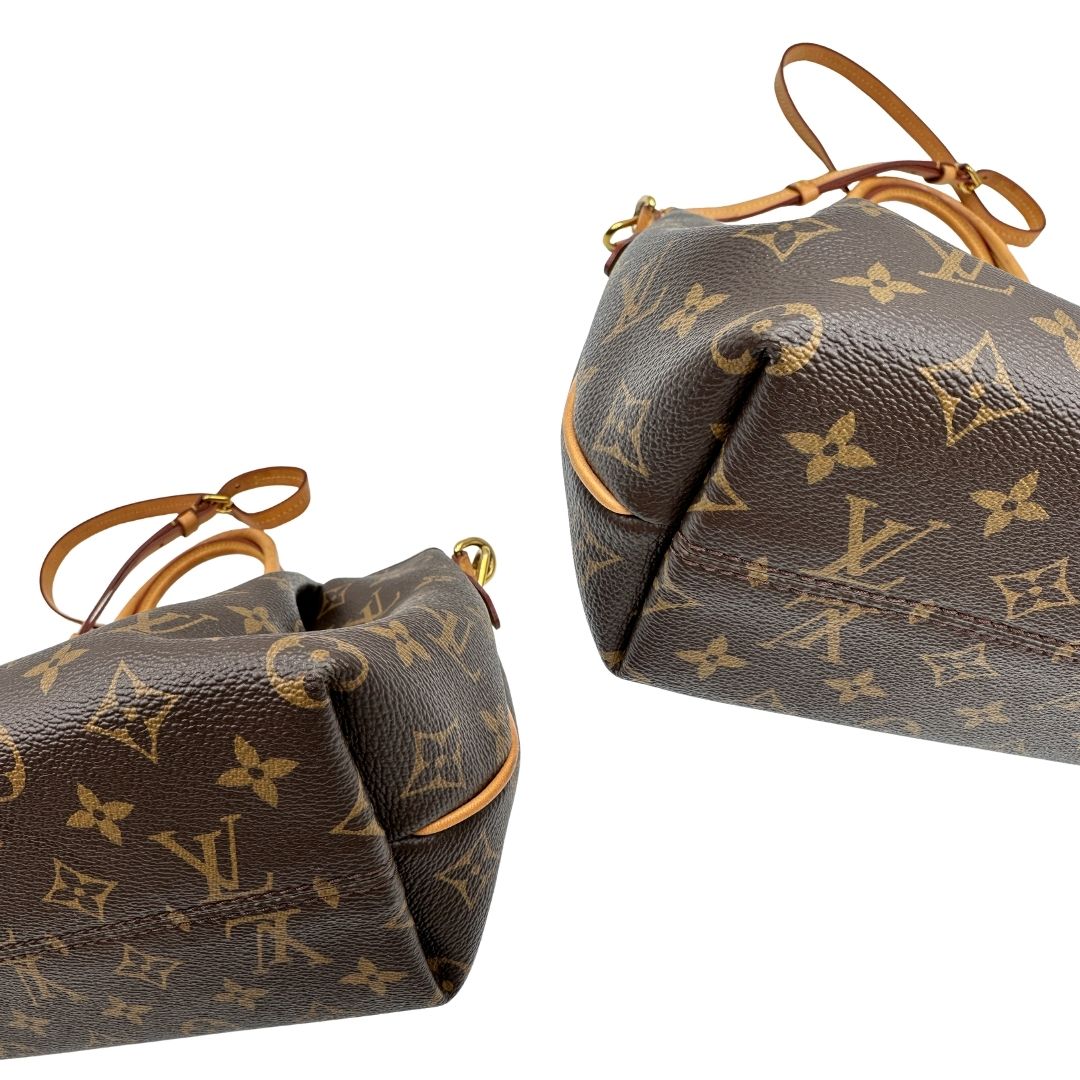  angoli Borsa LV in canvas marrone 