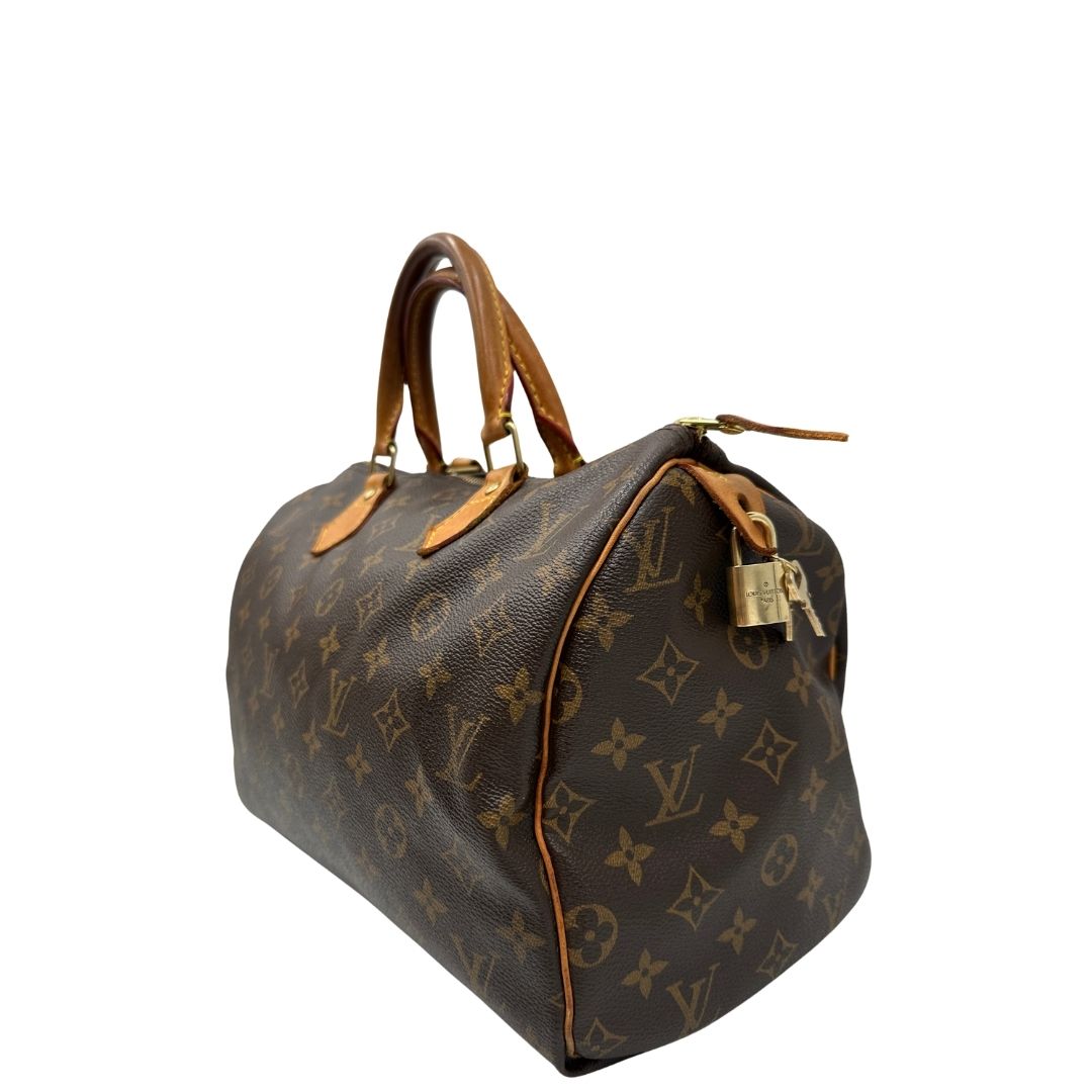 lato  Bauletto Speedy 30 LV in canvas marrone monogram 
