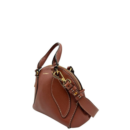 lato Borsa Coccinelle in pelle color marsala con hardware dorato, di lusso, originale, ottime condizioni, usata