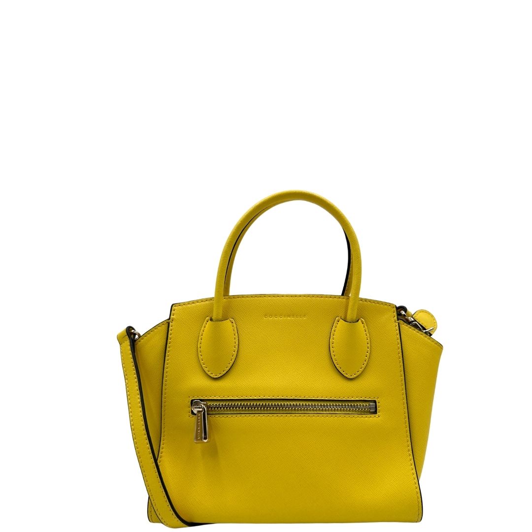 front Borsa Coccinelle in pelle saffiano gialla 