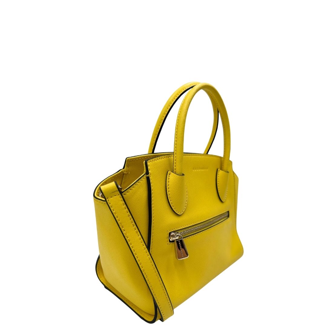 lato Borsa Coccinelle in pelle saffiano gialla 