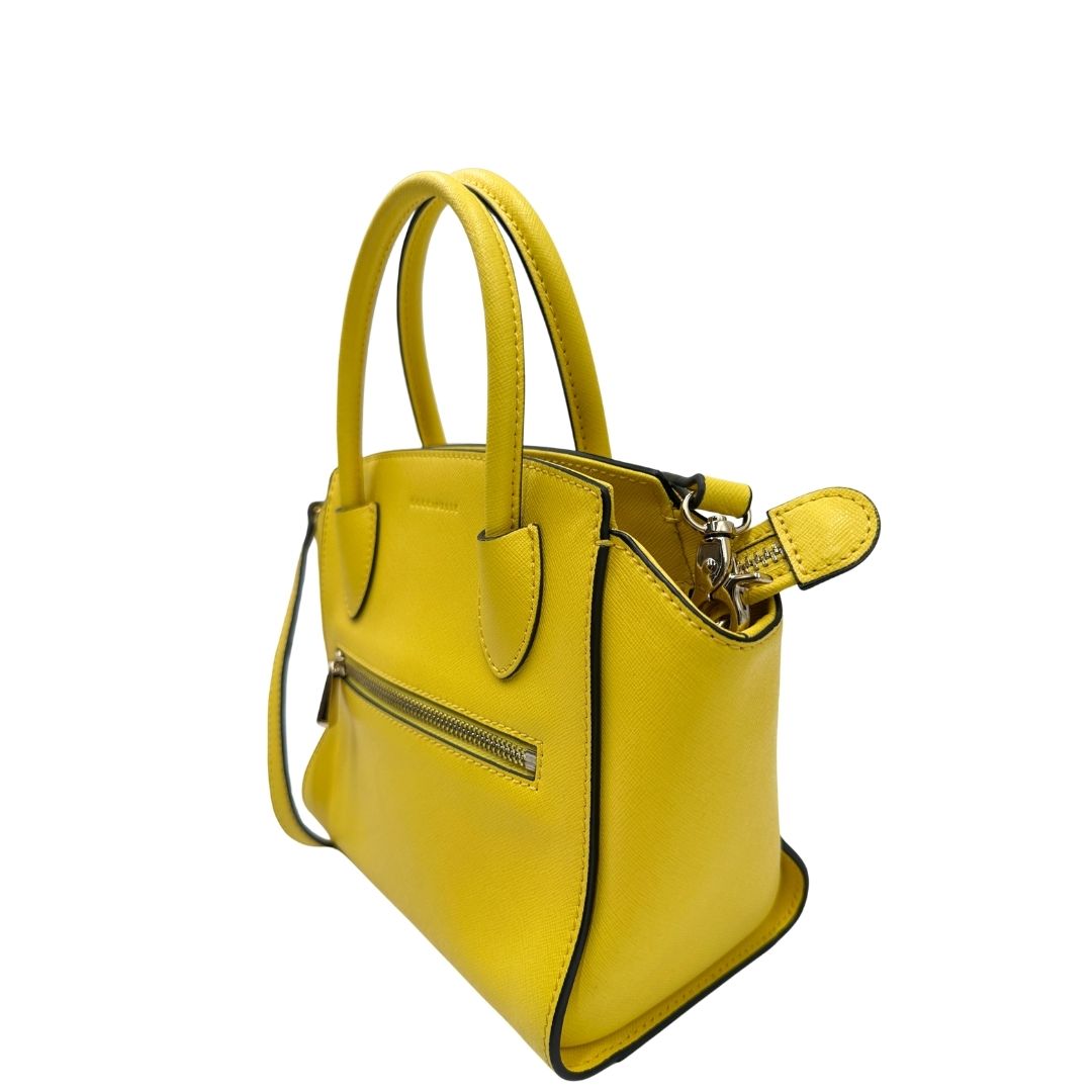 lato Borsa Coccinelle in pelle saffiano gialla 