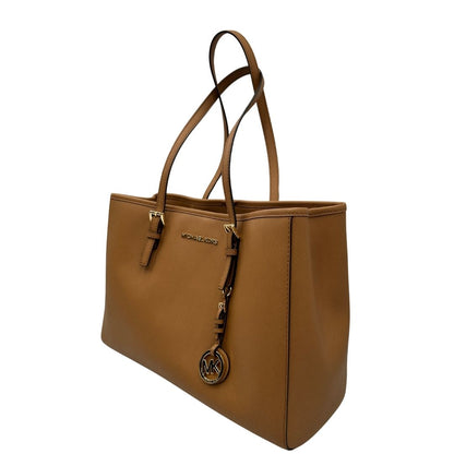 lato Shopper MK in pelle saffiano cammello 