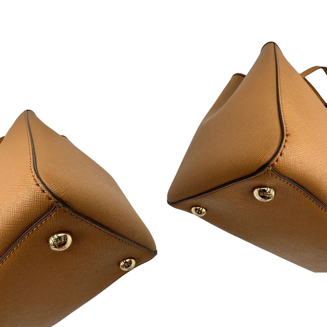 angoli Shopper MK in pelle saffiano cammello