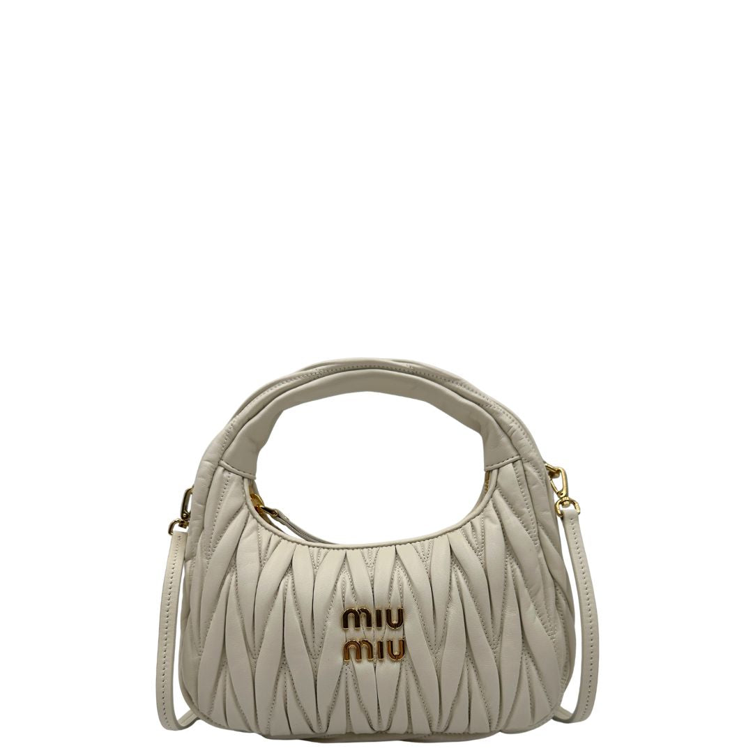 Borsa Miu Miu Wander matelassé Small bianca