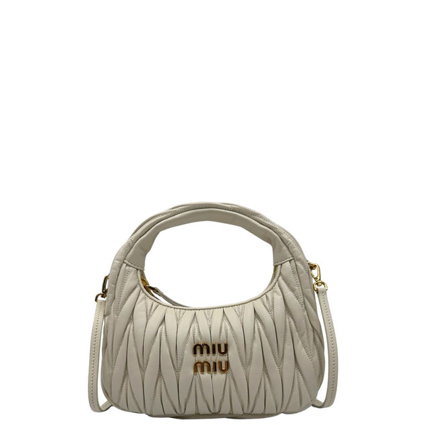 Borsa Miu Miu Wander matelassé Small bianca
