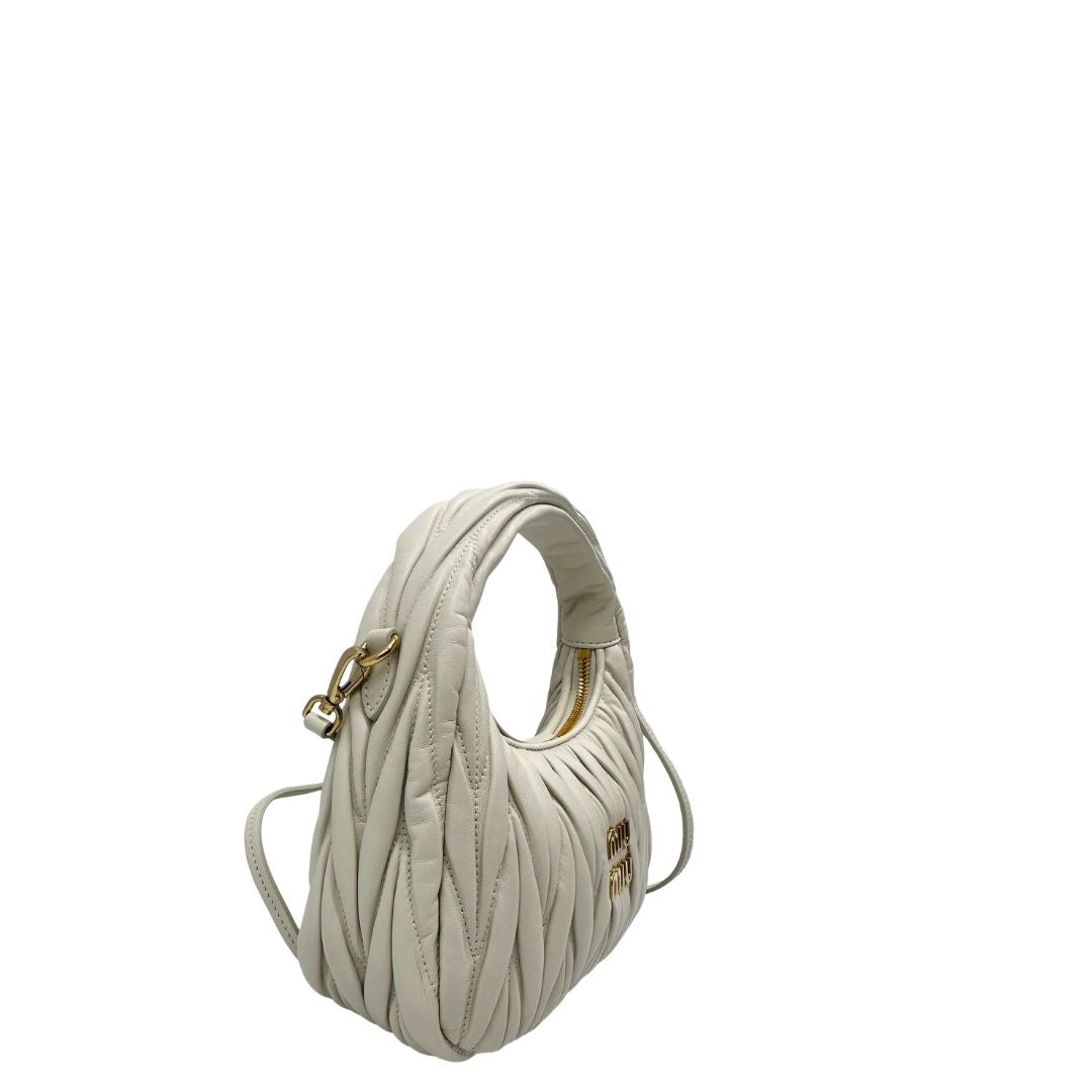 Borsa Miu Miu Wander matelassé Small bianca