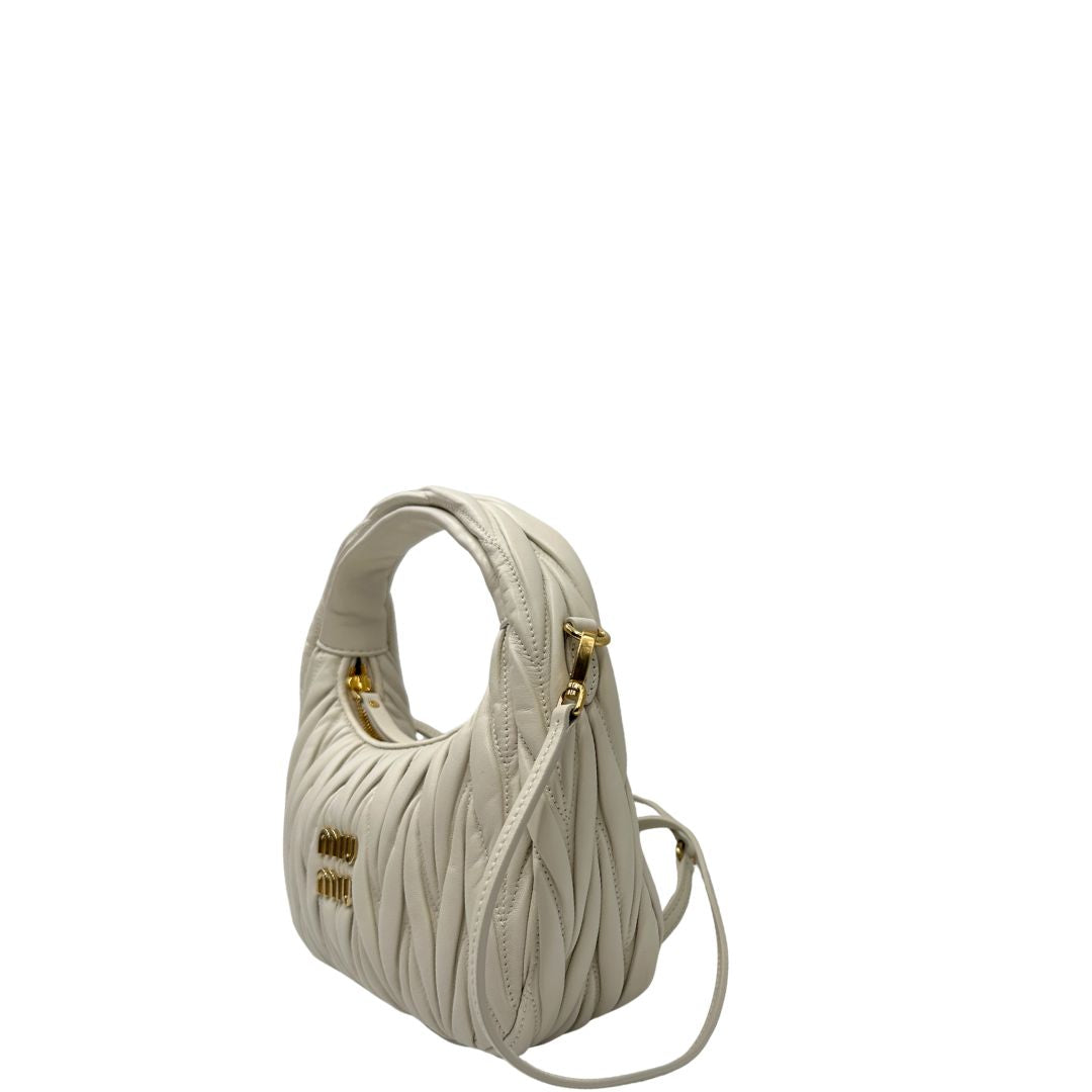 Borsa Miu Miu Wander matelassé Small bianca