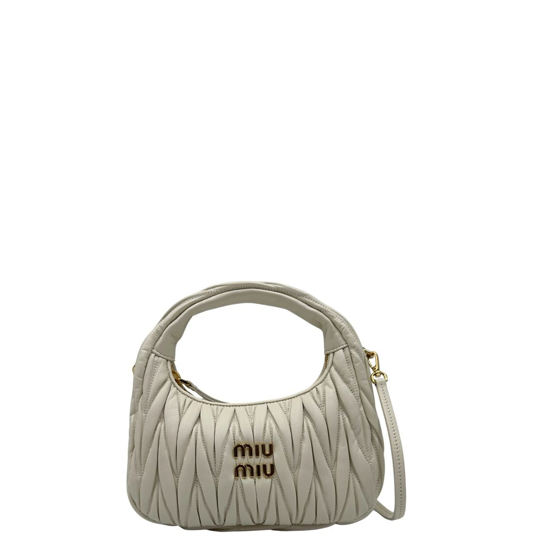 Borsa Miu Miu Wander matelassé Small bianca