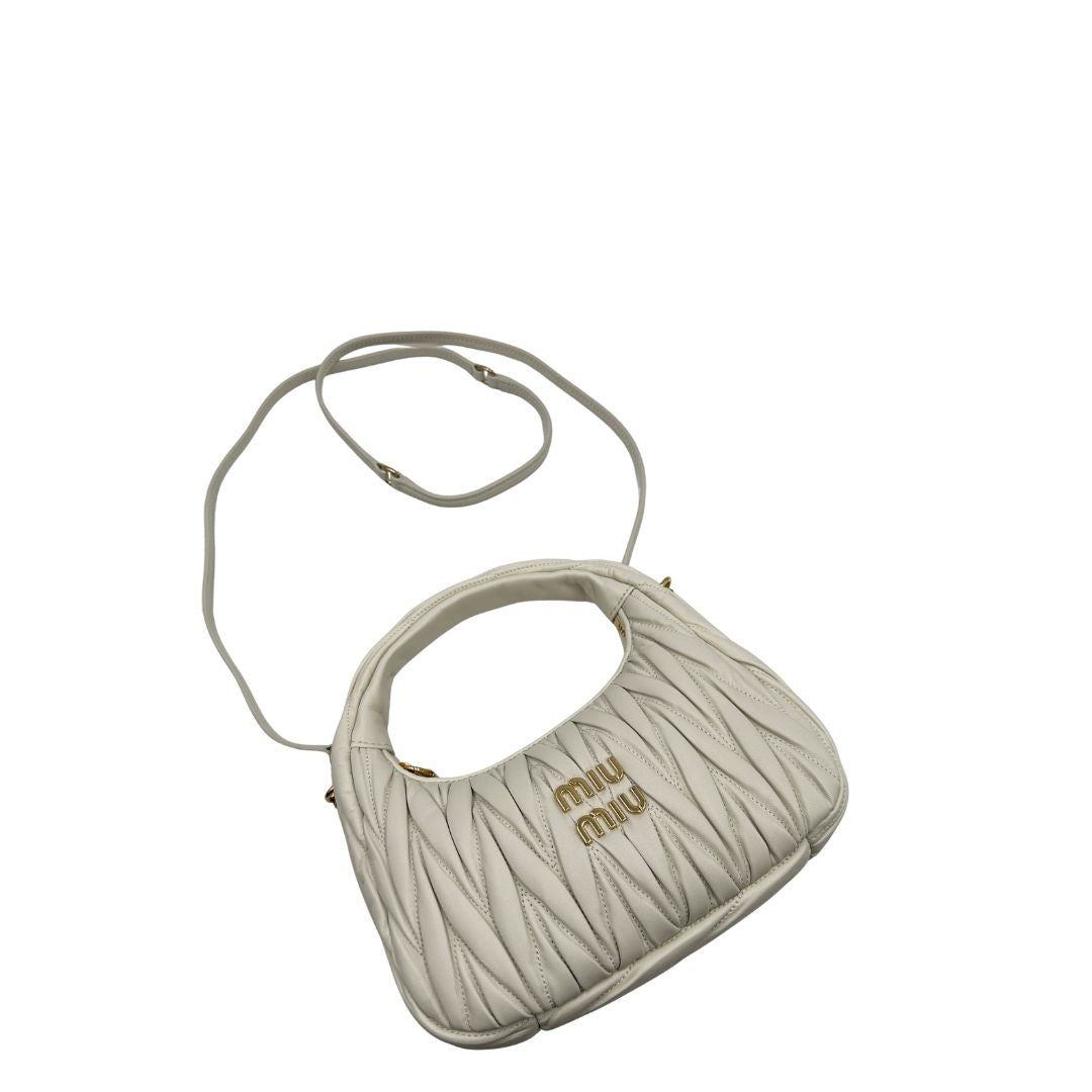 Borsa Miu Miu Wander matelassé Small bianca