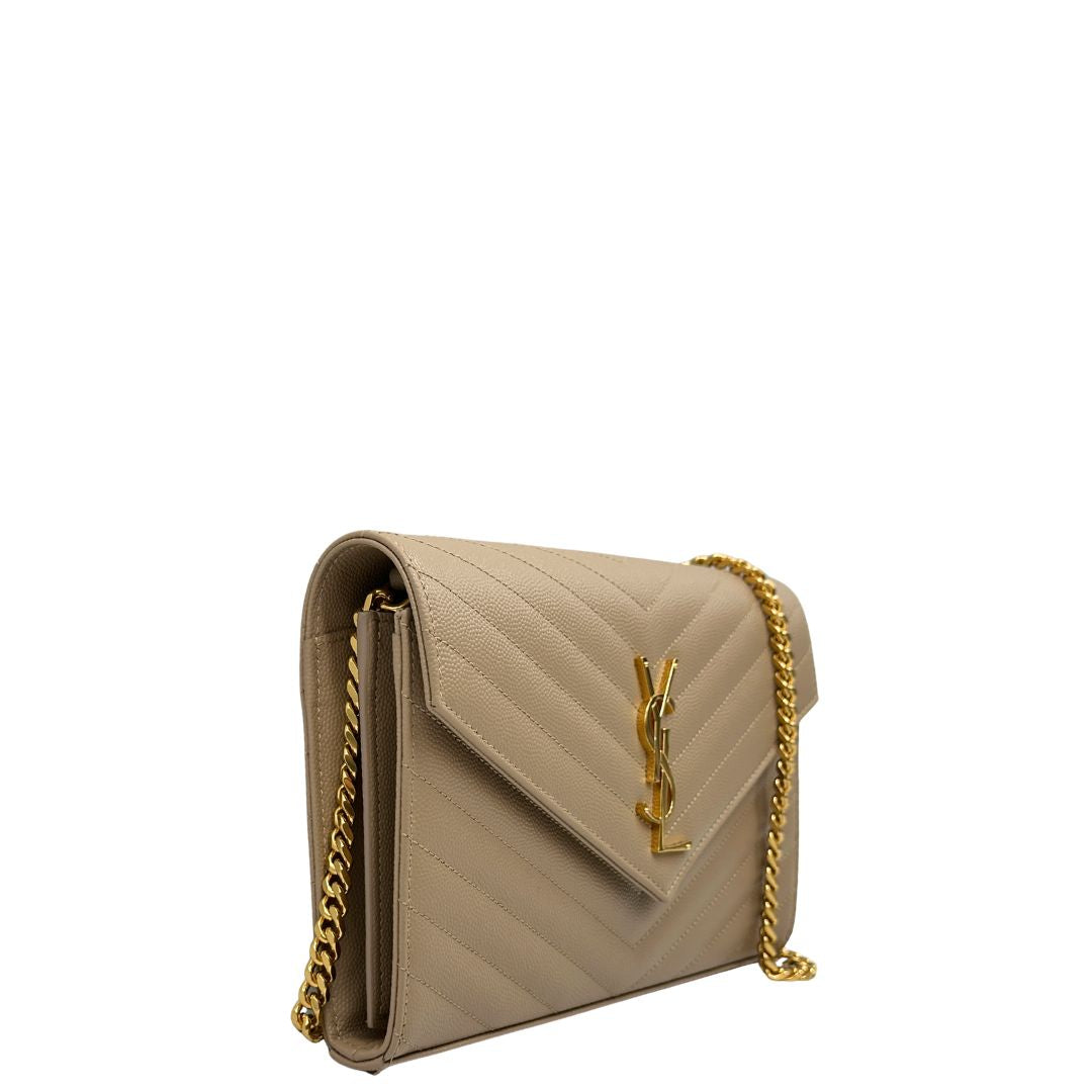 Pochette Envelope Cassandre Saint Laurent Beige