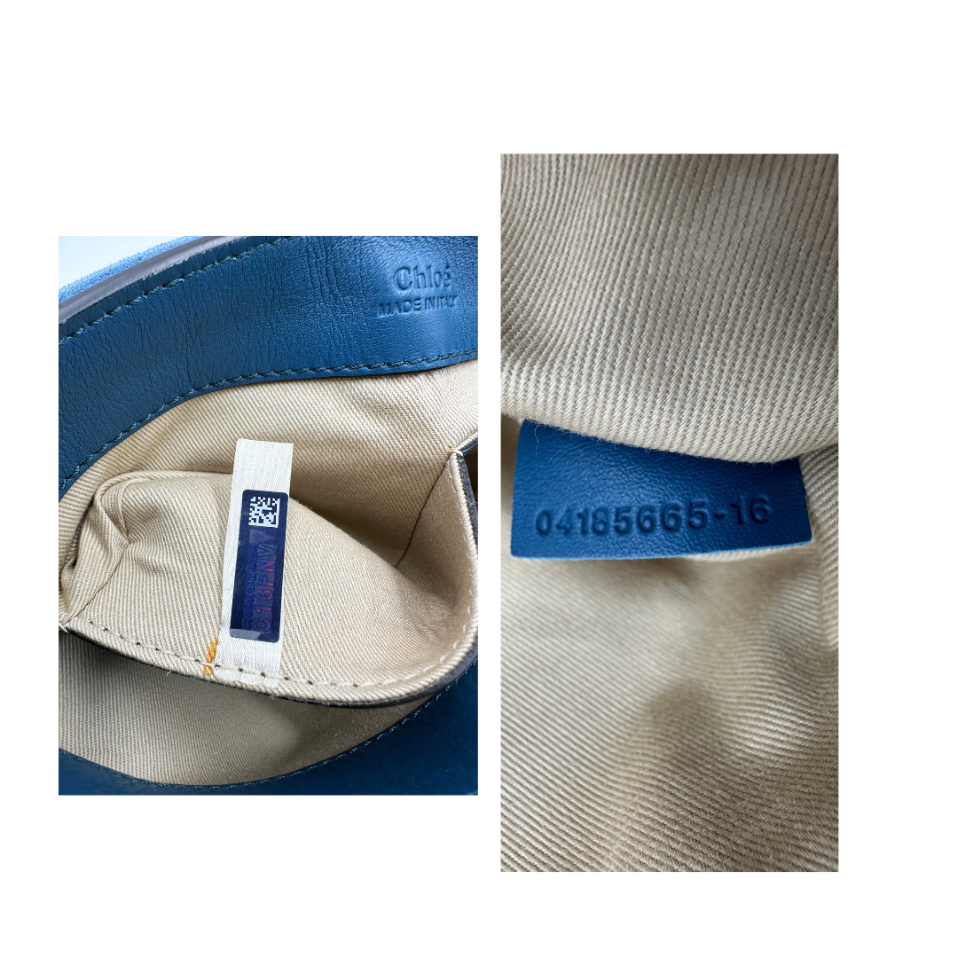 interno  Borsa Chloè Faye in pelle color blu petrolio