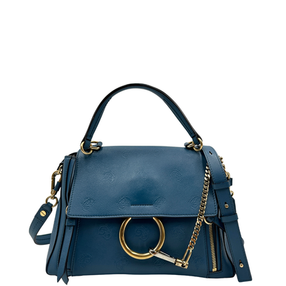 front  Borsa Chloè Faye in pelle color blu petrolio+