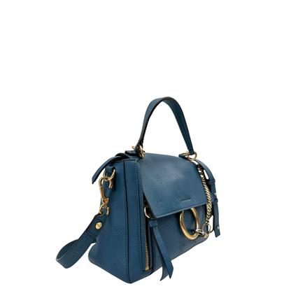 lato  Borsa Chloè Faye in pelle color blu petrolio 