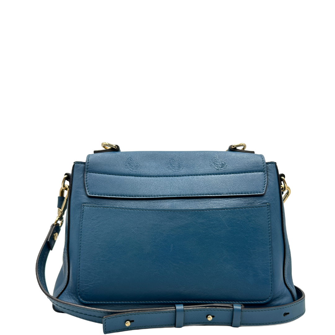retro  Borsa Chloè Faye in pelle color blu petrolio 