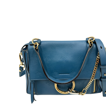 manico  Borsa Chloè Faye in pelle color blu petrolio 