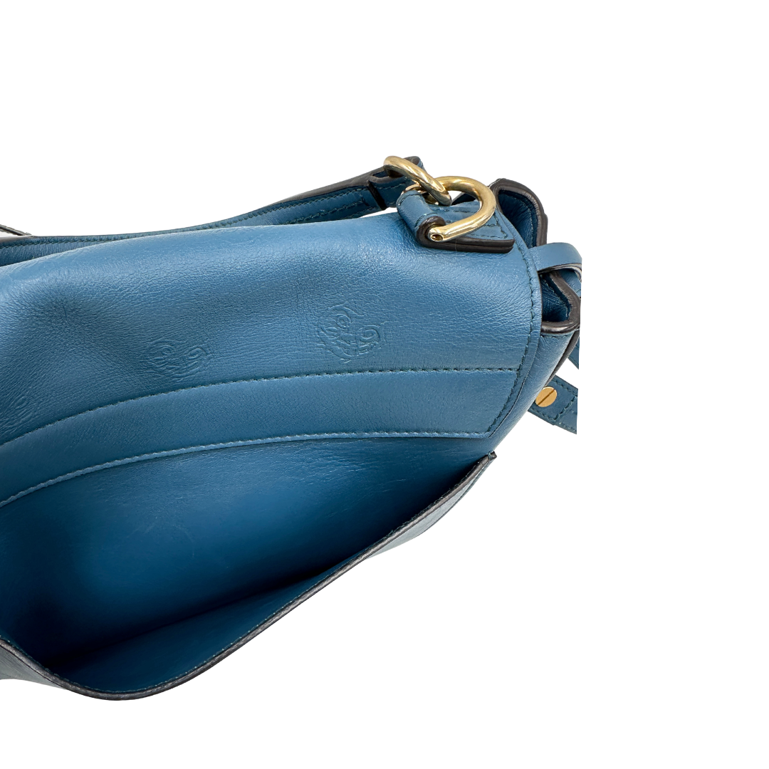 interno  Borsa Chloè Faye in pelle color blu petrolio
