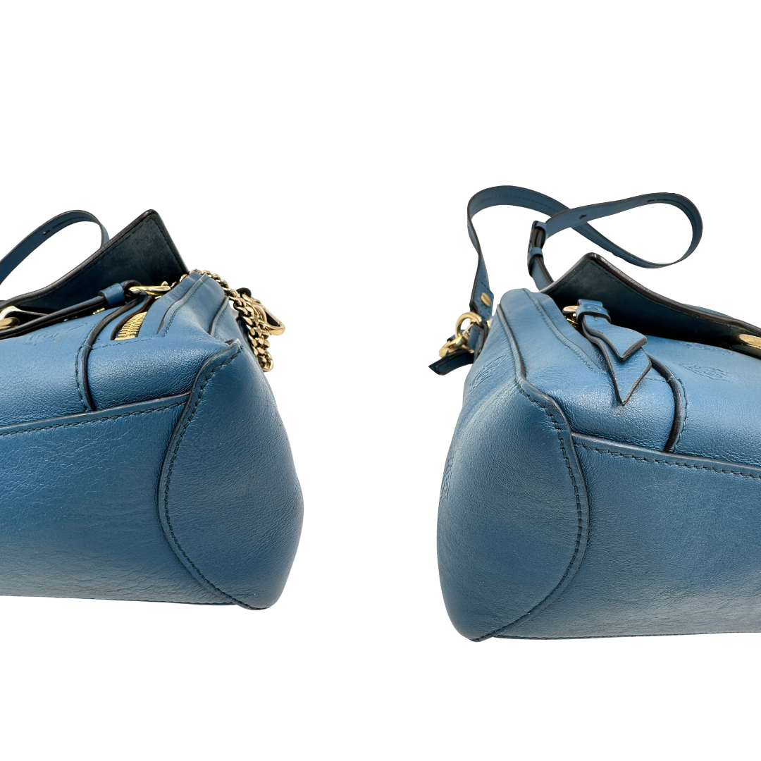 angoli  Borsa Chloè Faye in pelle color blu petrolio 