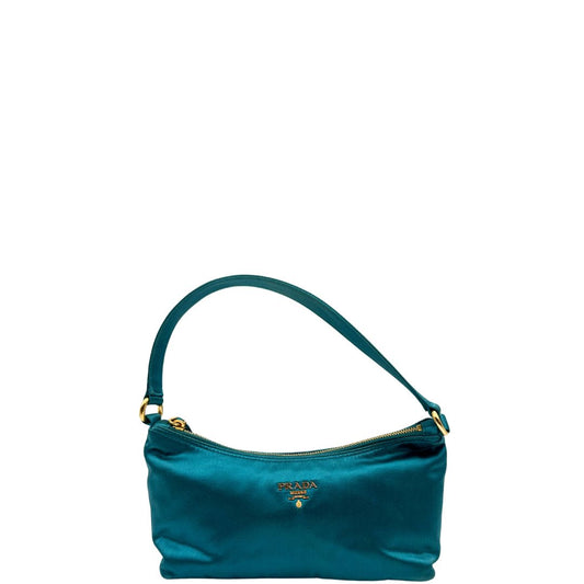 front Borsa Prada in raso gold color turchese