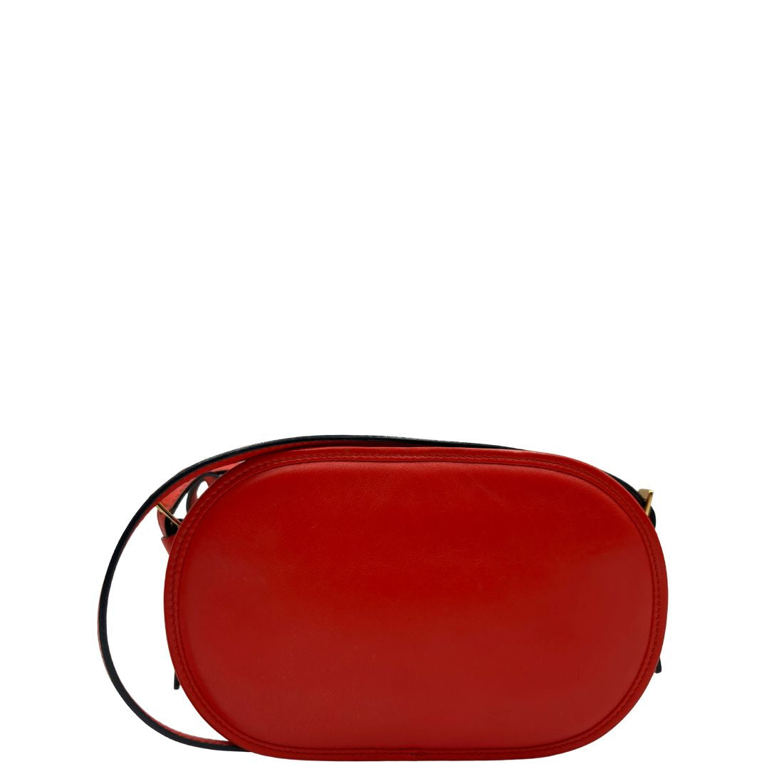 retro Borsa VG in pelle rossa con parti metalliche dorate 