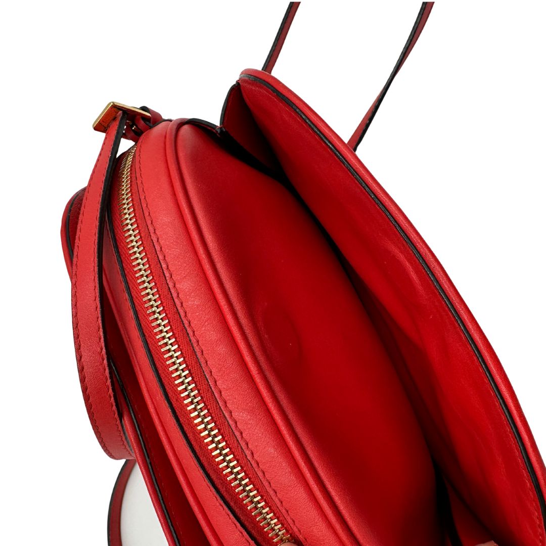 Borsa VG in pelle rossa con parti metalliche dorate