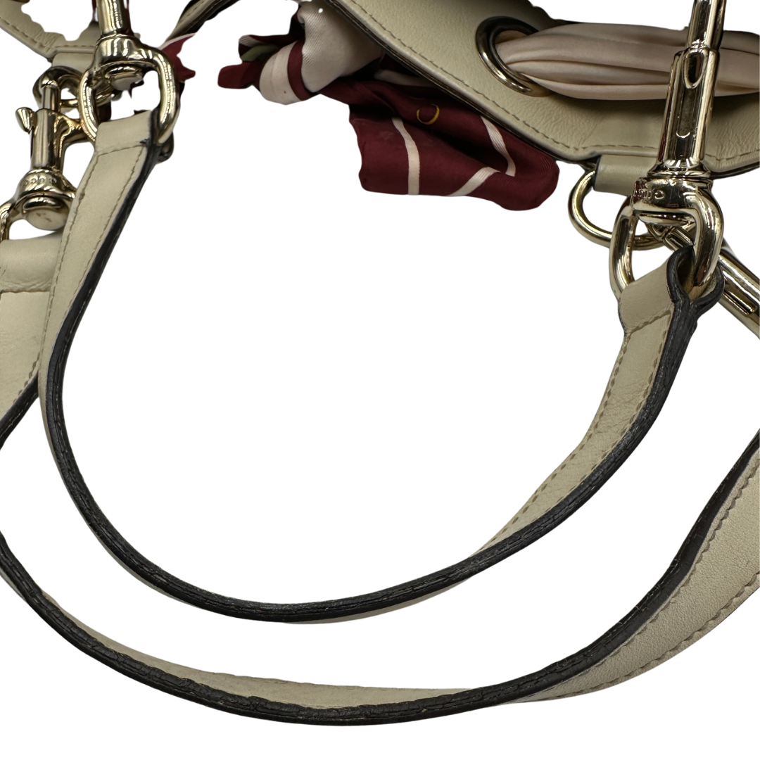 manici  Borsa Gucci in pelle color bianco gesso