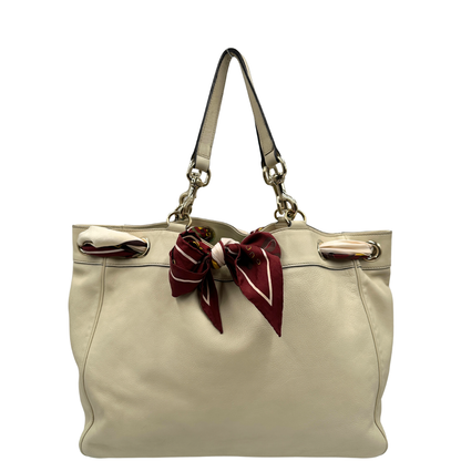 front  Borsa Gucci in pelle color bianco gesso