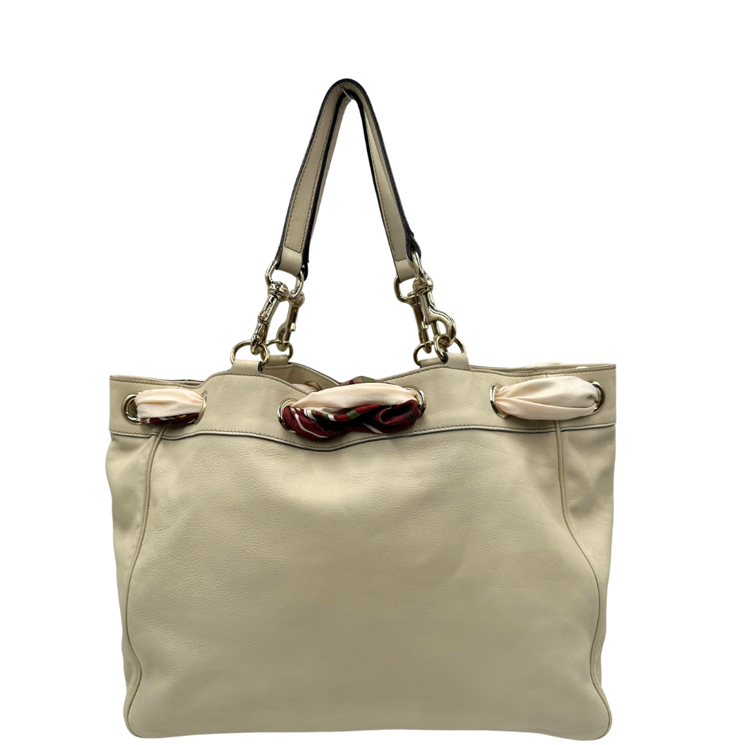 retro Borsa Gucci in pelle color bianco gesso