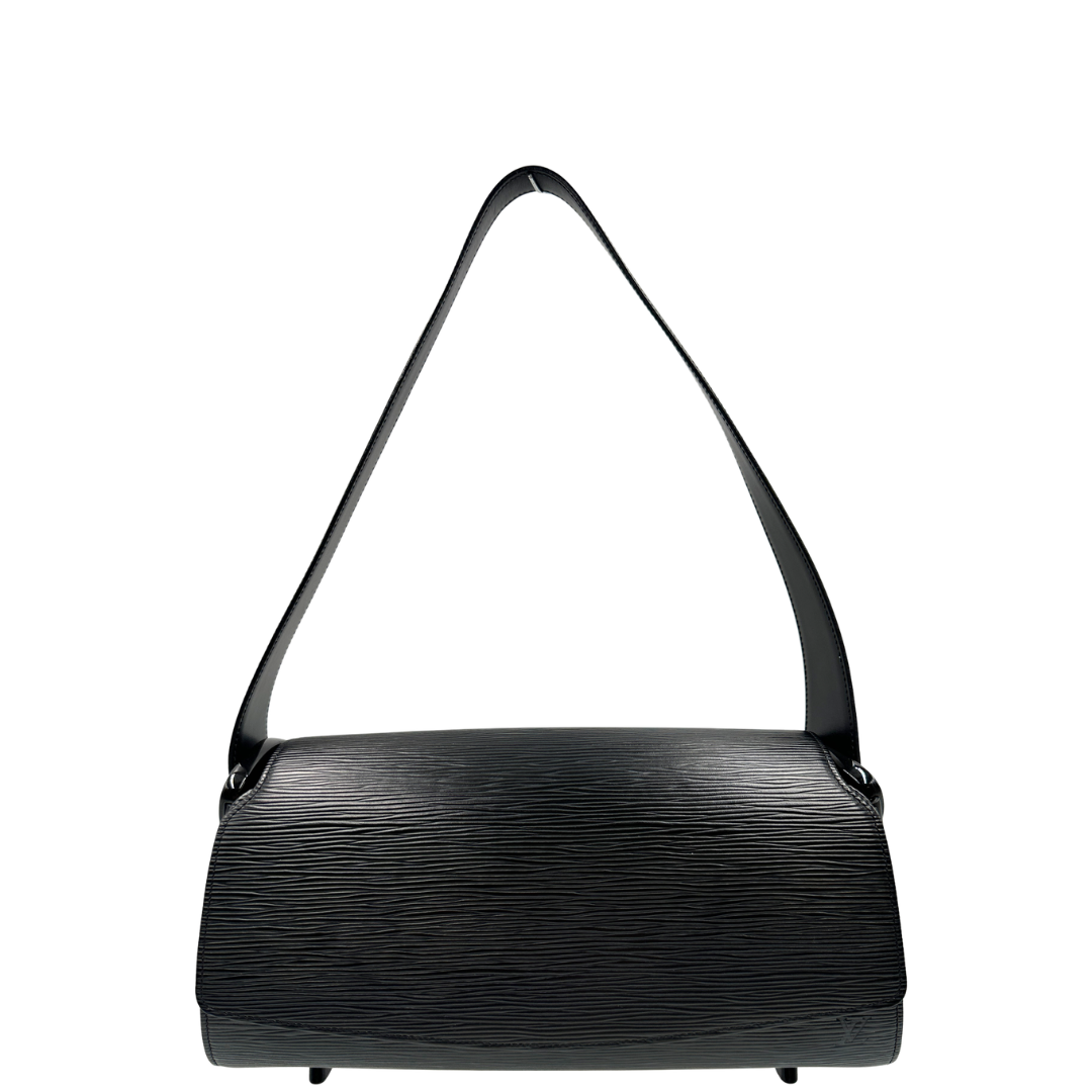 front  Borsa LV in pelle nera epi, di lusso, originale
