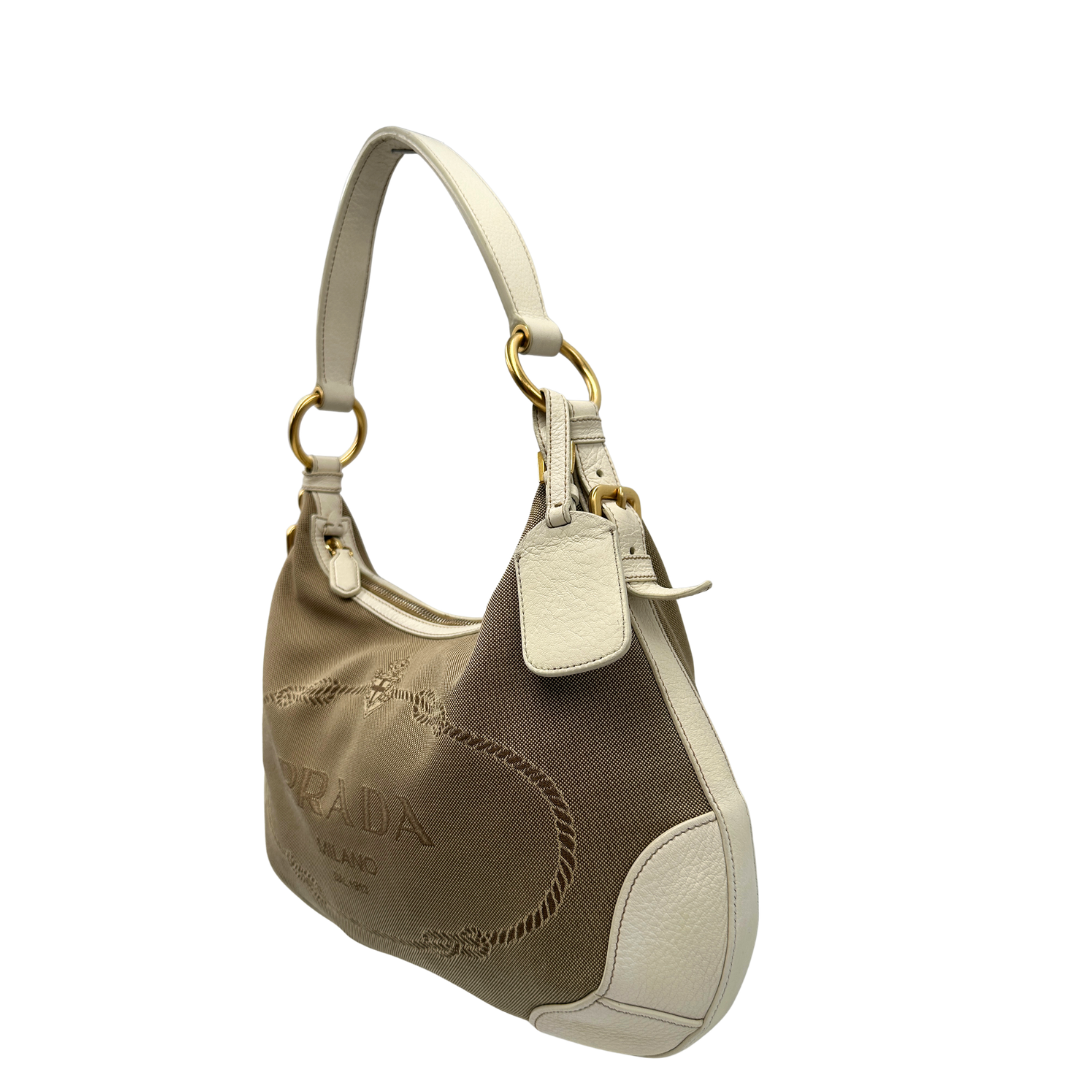 lato della Borsa Prada in tessuto color corda  