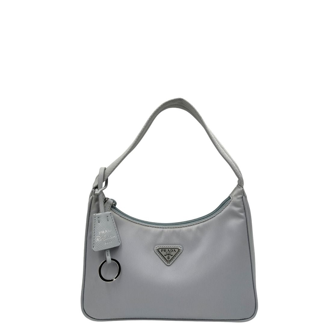 front Borsa Prada in nylon grigio