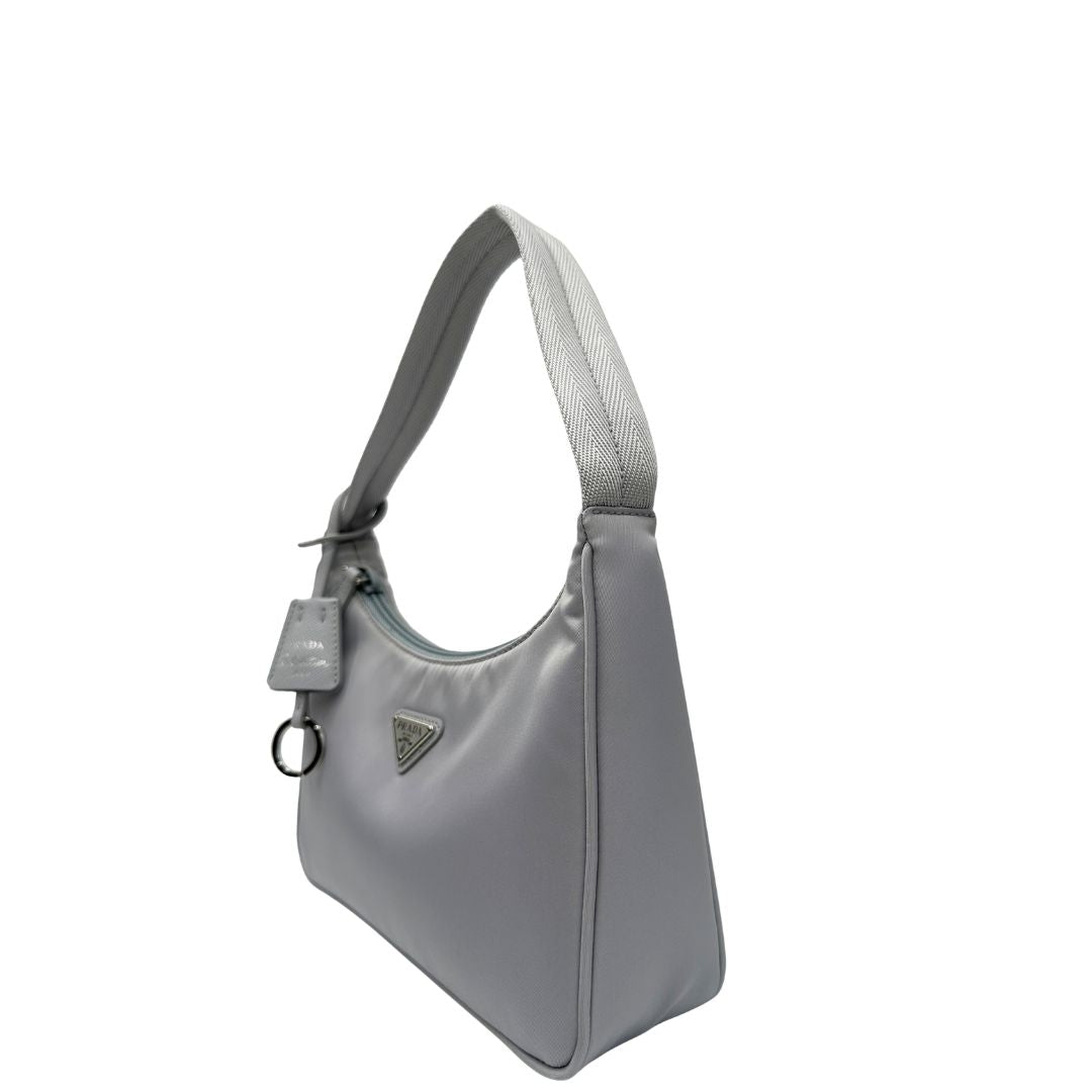 lato Borsa Prada in nylon grigio