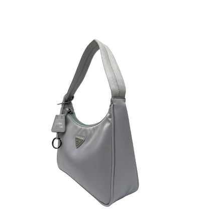 lato Borsa Prada in nylon grigio