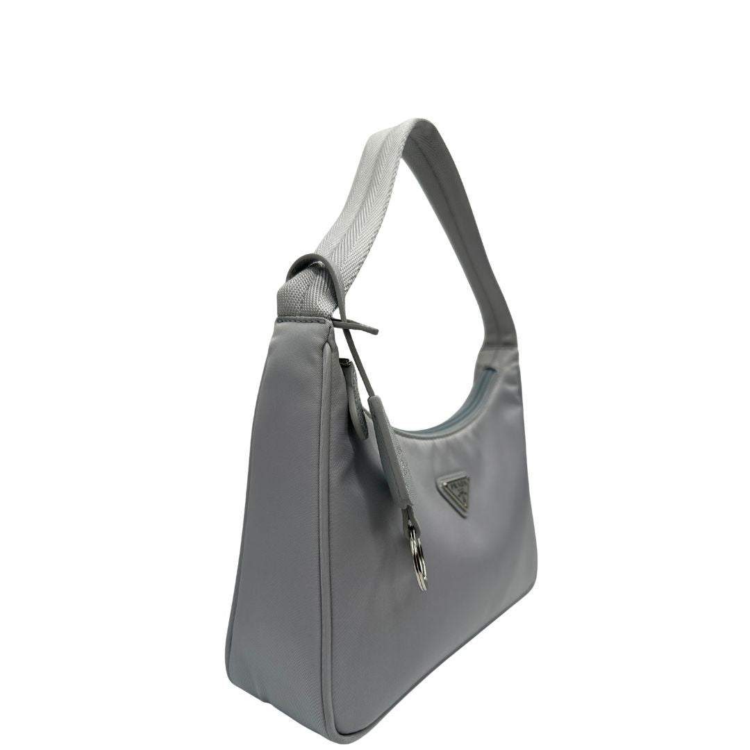 lato Borsa Prada in nylon grigio