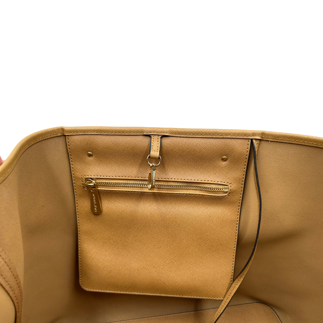interno Shopper MK in pelle saffiano cammello 