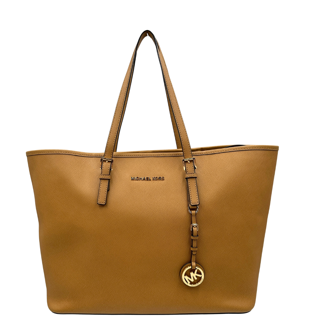 front Shopper MK in pelle saffiano cammello