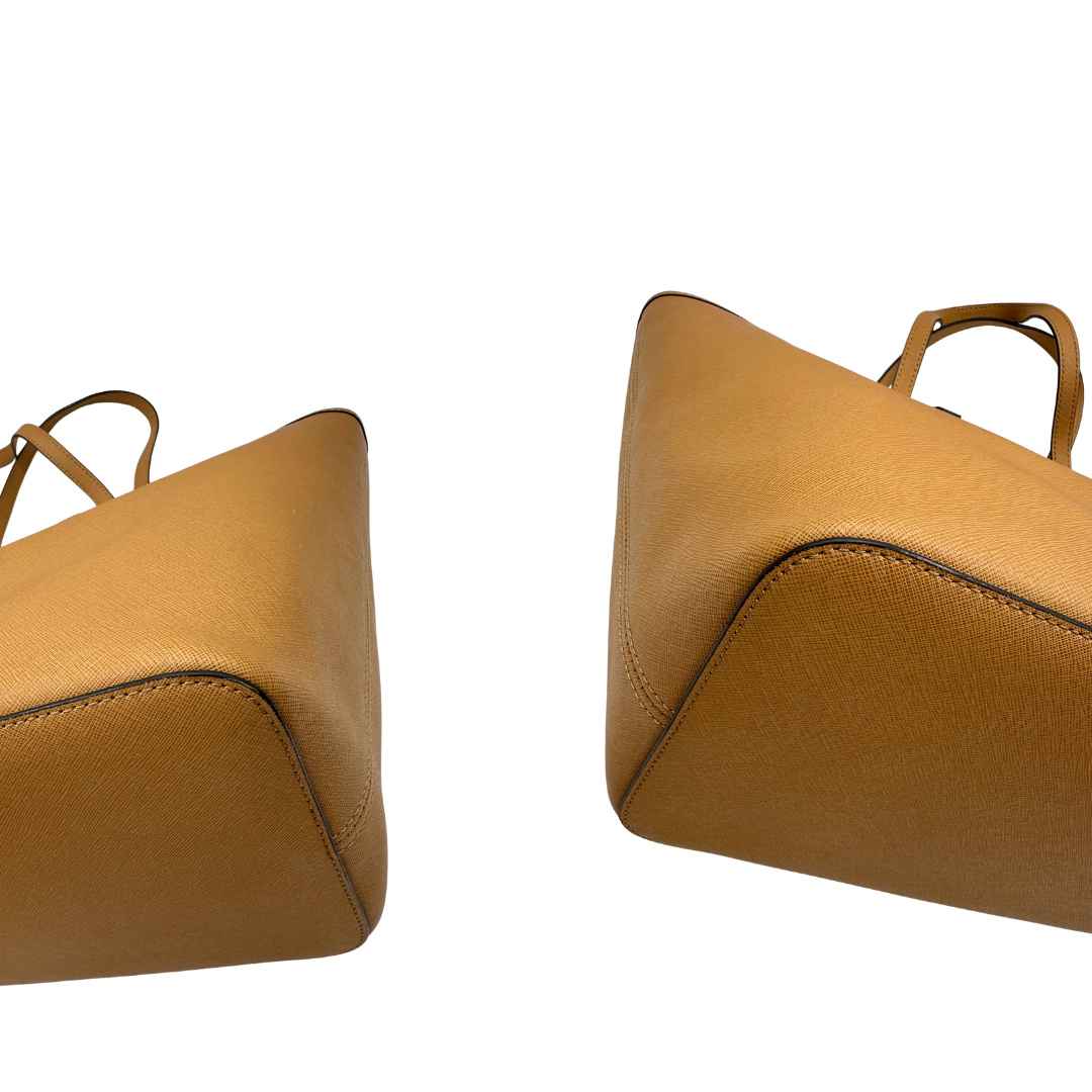 angoli Shopper MK in pelle saffiano cammello