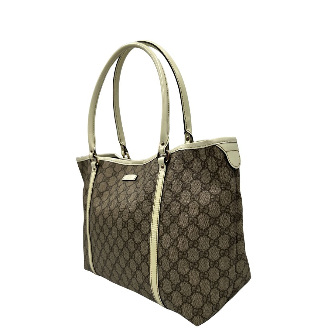lato Borsa Gucci in canvas GG beige 