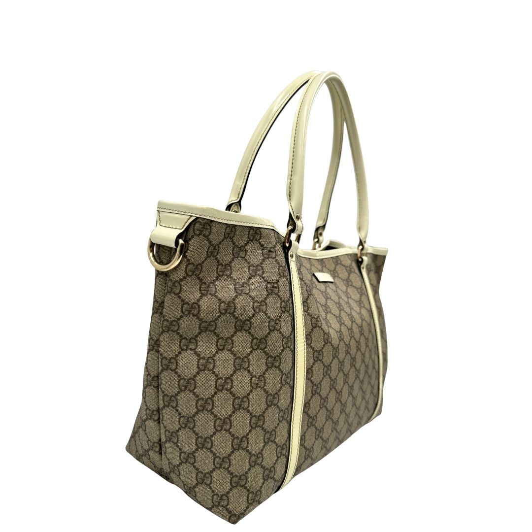 lato Borsa Gucci in canvas GG beige 