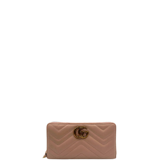 front Portafoglio Gucci Marmont in pelle matelassè rosa 