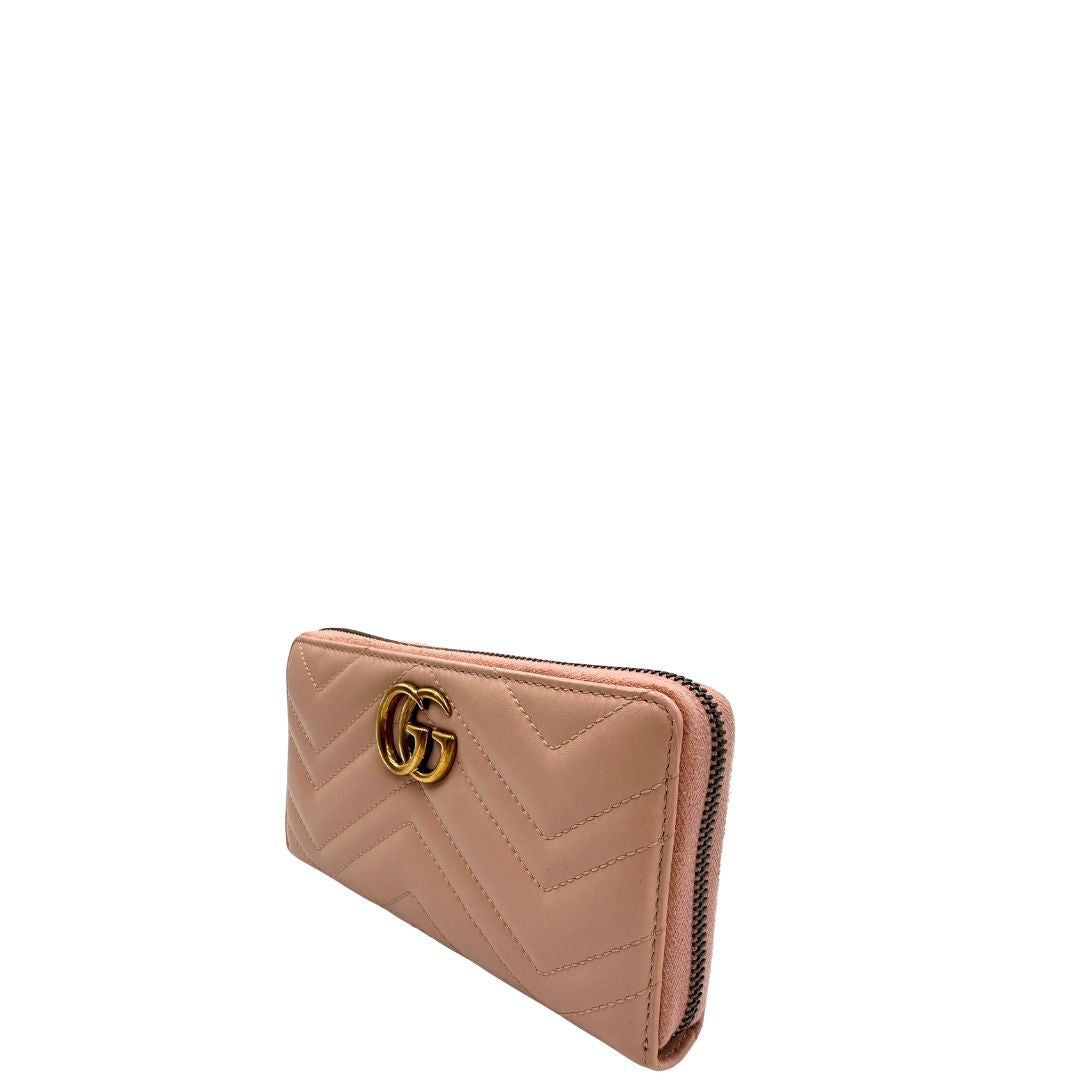 lato Portafoglio Gucci Marmont in pelle matelassè rosa