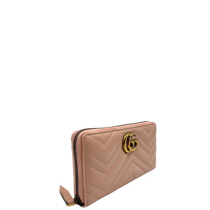 lato Portafoglio Gucci Marmont in pelle matelassè rosa 
