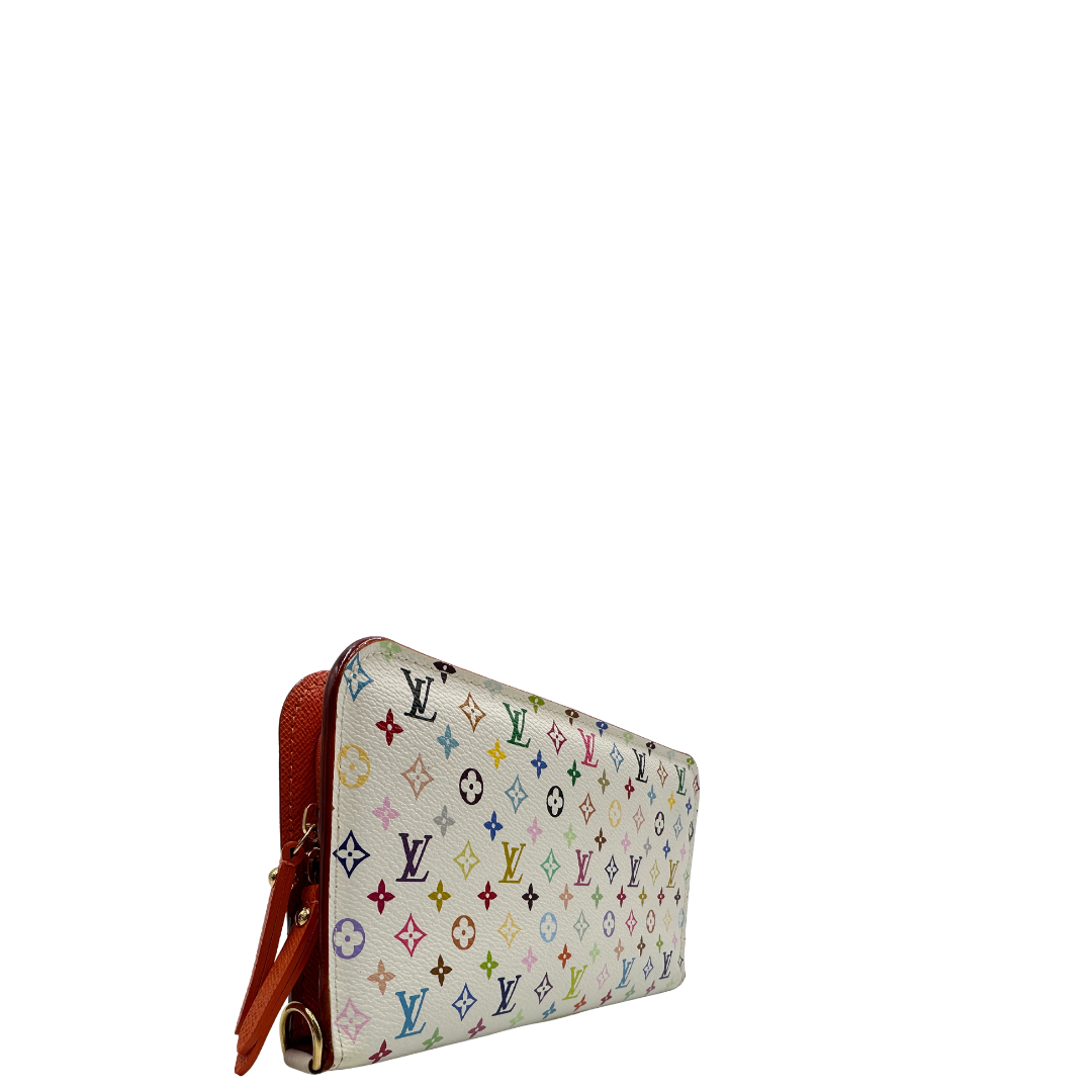 lato Portafoglio LV in canvas bianco 